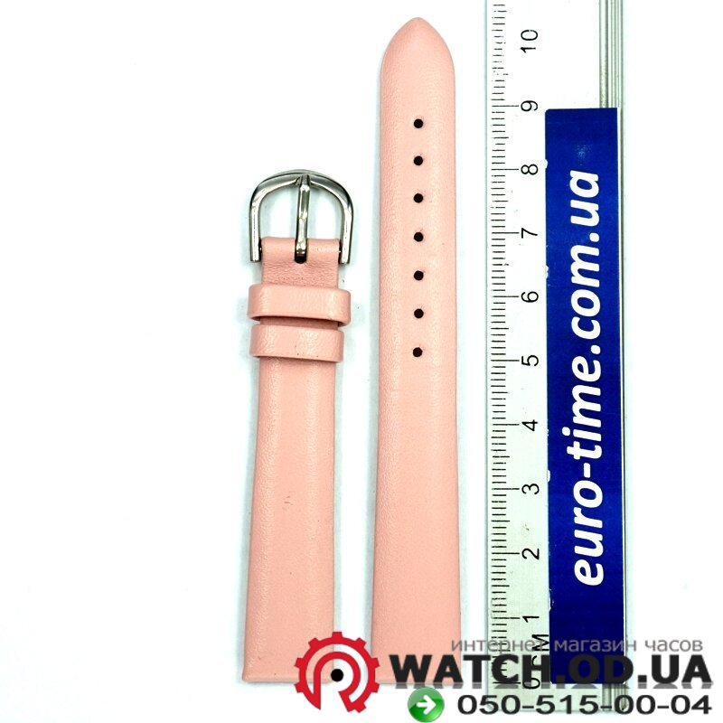 Розовый гладкий ремешок для женских часов, 14 мм