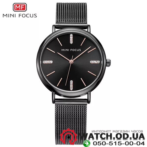 Женские часы Mini Focus W36, миланское плетенье, Черный